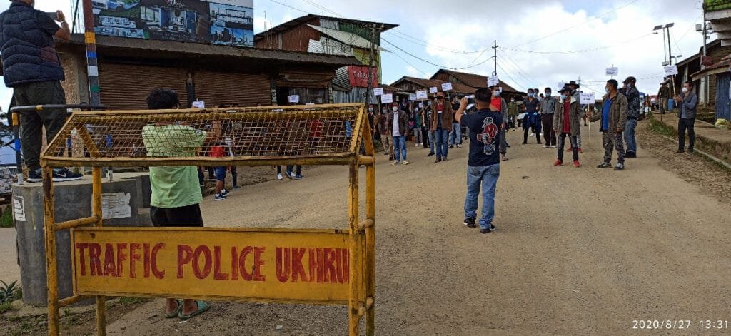 Upper Hungpung residents decry disparity in PMGKAY rice distribution 2 hungpung protest 2