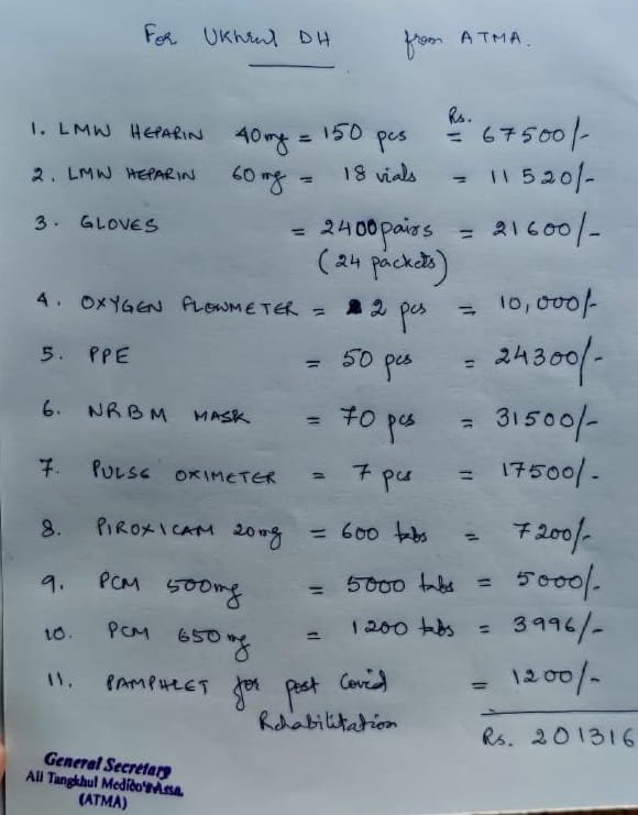 ATMA donates over 2 lakhs worth medical kits for COVID patients in Ukhrul District Hospital 4 WhatsApp Image 2021 05 22 at 5.33.36 PM