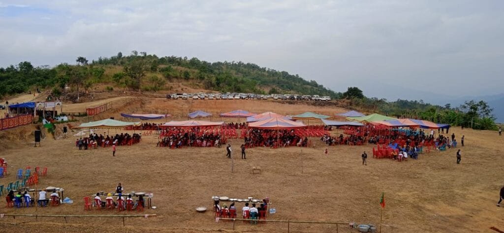 Blessing ceremony of Ningreingam Kashung, intending BJP candidate, 43-Phungyar (ST) AC held at Chadong village 2 BJP candidate Ningreingam Kashung 1