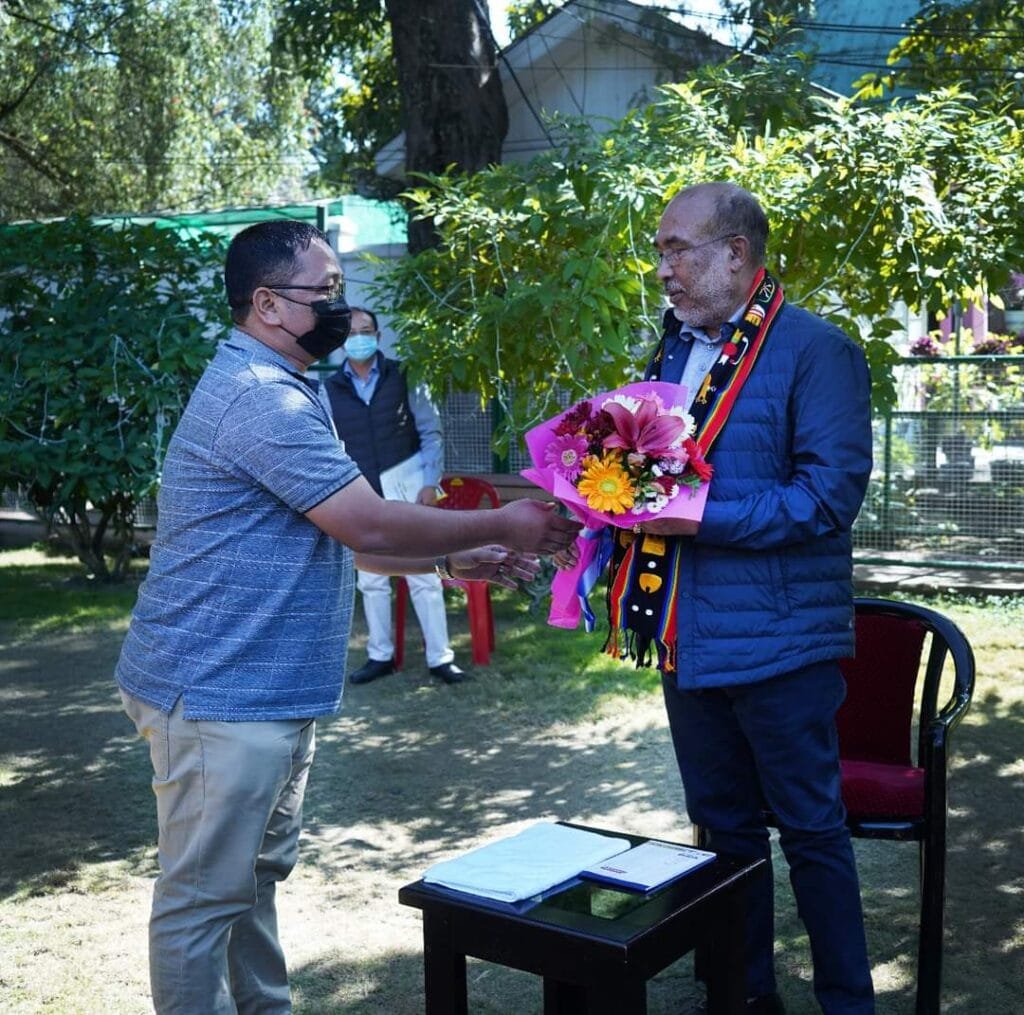 New MHJU team calls on CM Biren, Assures to establish Press Club in Hill Districts 2 Manipur Hills Journalists Union Peter and Biren