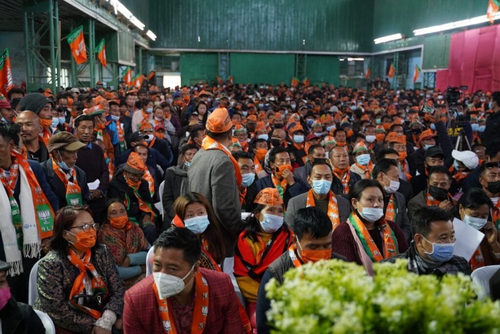 Flag hoisting ceremony of Preshow Shimray BJP candidate 45-Chingai AC held at Ukhrul 3 BJP 2