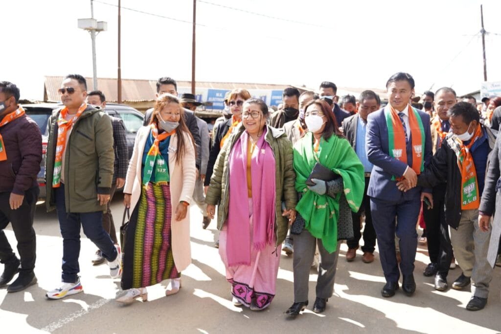 Flag hoisting ceremony of Preshow Shimray BJP candidate 45-Chingai AC held at Ukhrul 2 BJP 3