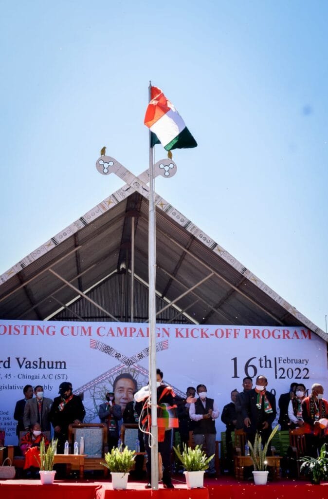 Sword Vashum of INC hold flag hoisting event to kick off campaign at Talui village 2 Talui