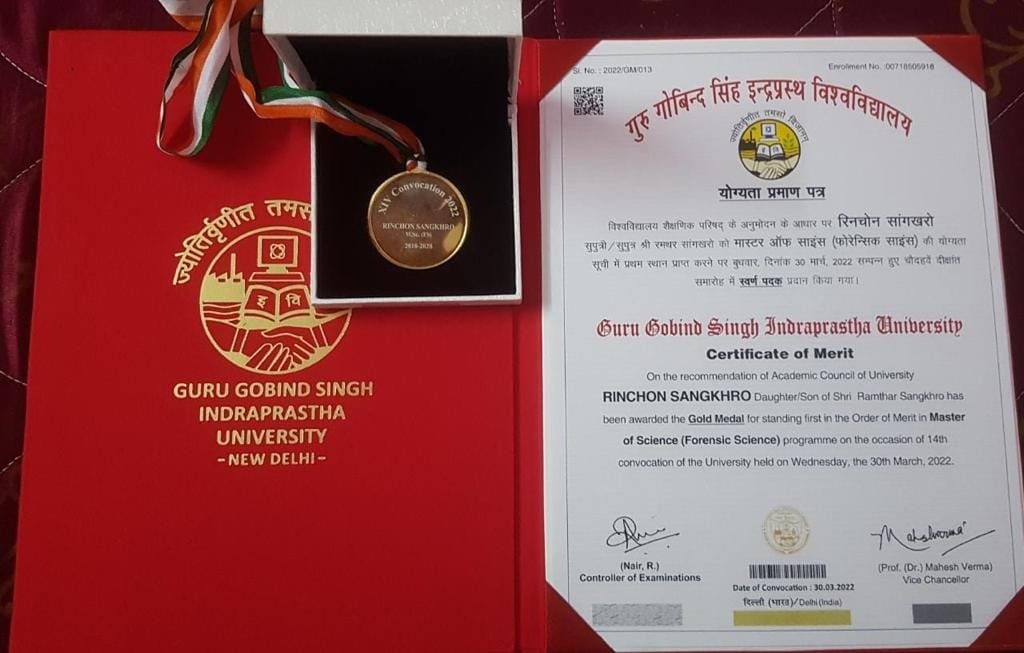 State girl tops University Exam 1 Rinchon Sangkhro 1