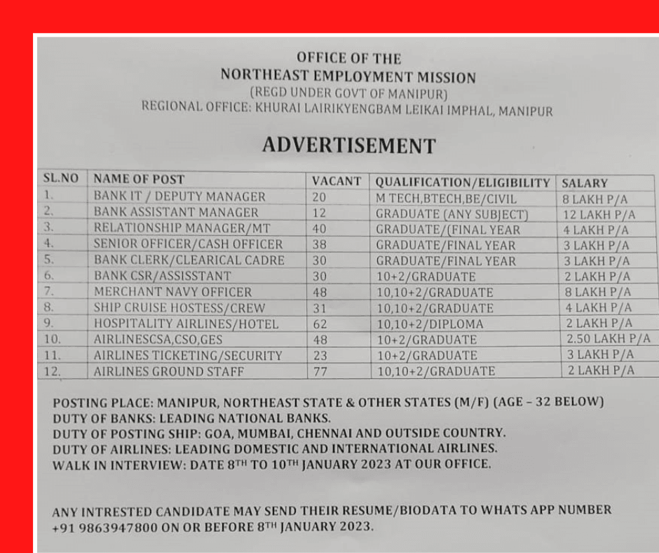ENPO reaffirms to boycott Nagaland 2023 poll 2 Northeast Emplyment Mission. Manipur govt AD