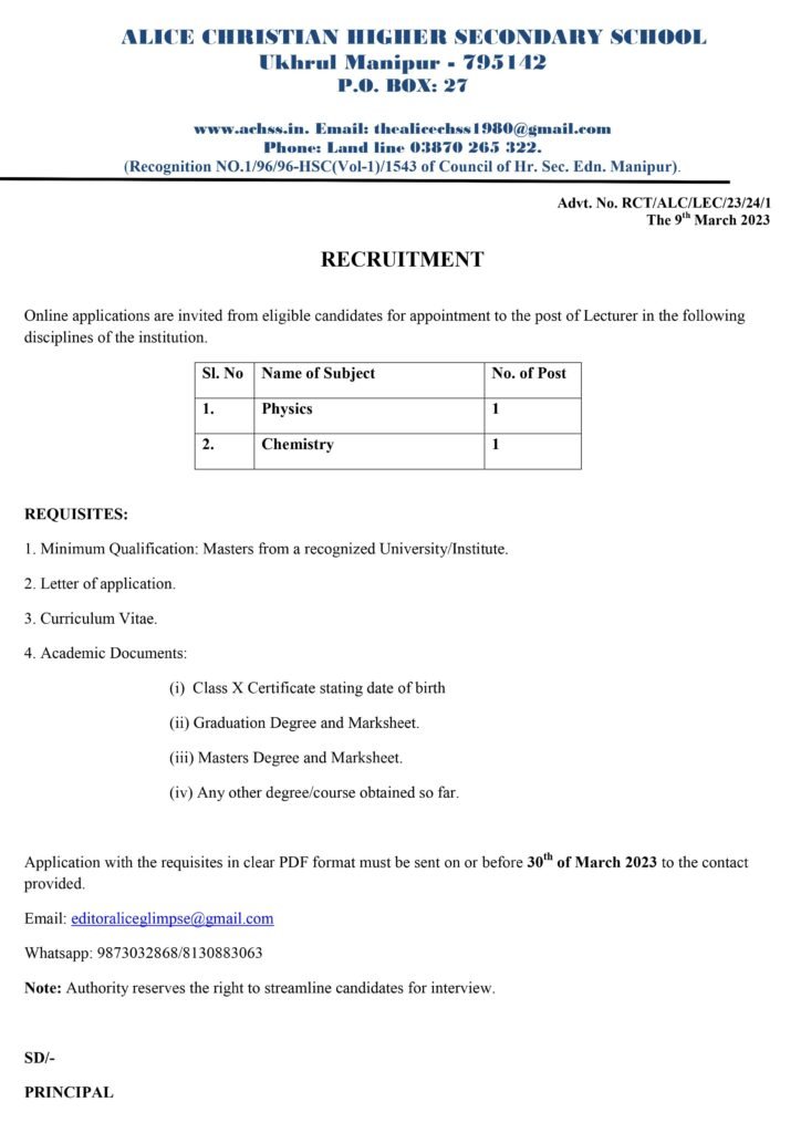 Recruitment March 23 1