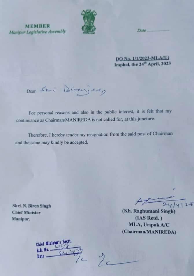 Khwairakpam Raghumani Singh an elected BJP MLA from Uripok AC
