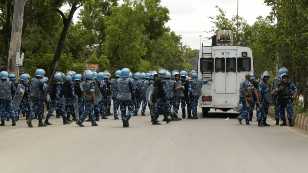 Law and order situation tense in Manipur; over 40 women headed to Torbung Bangla injured in scuffle with security forces; curfew clamped 1 Rapid Action Force Manipur violence Ukhrul Times