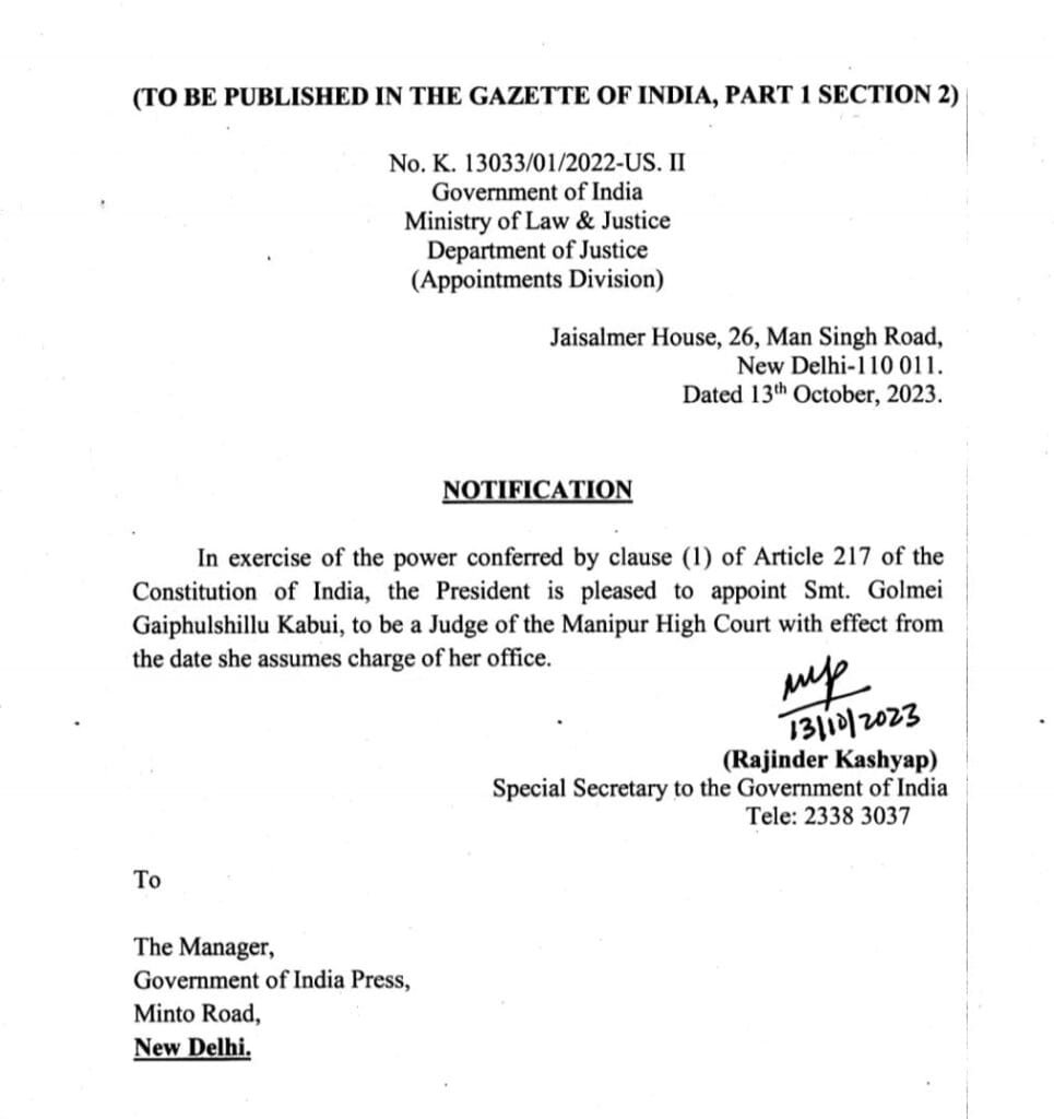 First Naga tribal woman Judge in Manipur High Court 1 First Naga Woman Judge in High Court Golmei Kabui