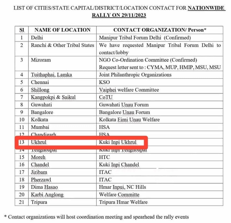 'No Rally or Agitation in Tangkhul areas': Tangkhul Naga Frontal Orgs to Kuki-Zo proposed ‘Nationwide Rally’ notice 1 Ukhrul District